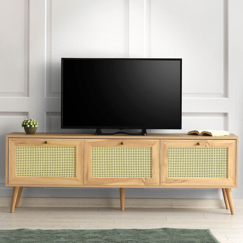 Casa si Gradina - Mobilier - Comode si corpuri - Comode - Comoda tv, Hanah Home, pal melaminat, stejar, 180x40x60 cm - Infinity.ro