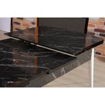 Casa si Gradina - Mobilier - Mese si birouri - Mese bucatarie si dining - Masa extensibila, Hanah Home, panou aglomerat melaminat, alb-negru, 132x79x76.5 cm - Infinity.ro