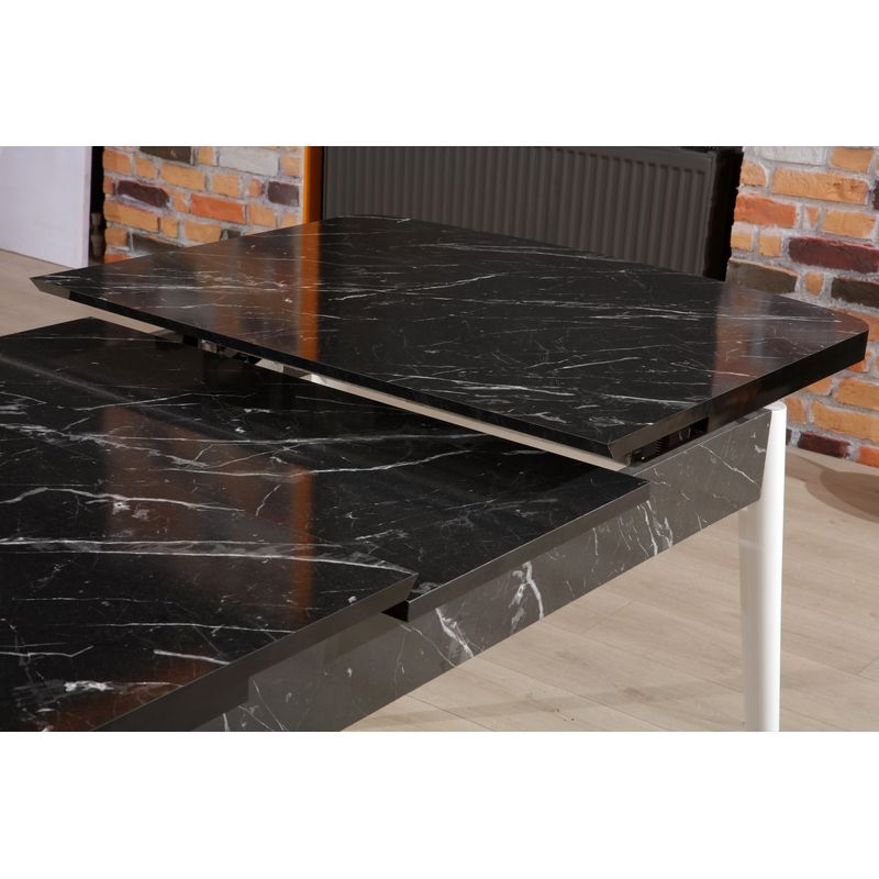 Casa si Gradina - Mobilier - Mese si birouri - Mese bucatarie si dining - Masa extensibila, Hanah Home, panou aglomerat melaminat, alb-negru, 132x79x76.5 cm - Infinity.ro