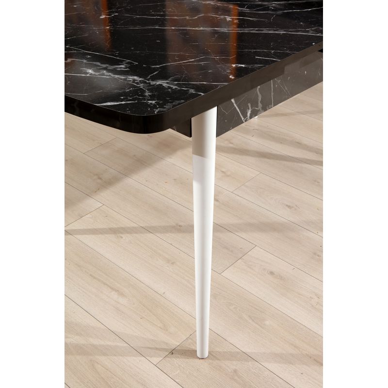Casa si Gradina - Mobilier - Mese si birouri - Mese bucatarie si dining - Masa extensibila, Hanah Home, panou aglomerat melaminat, alb-negru, 132x79x76.5 cm - Infinity.ro