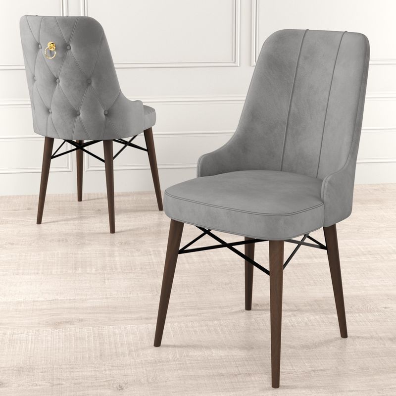Casa si Gradina - Mobilier - Scaune si fotolii - Scaune - Set scaune, Hanah Home, metal, gri maro, 46x46x94 cm, 4 piese - Infinity.ro