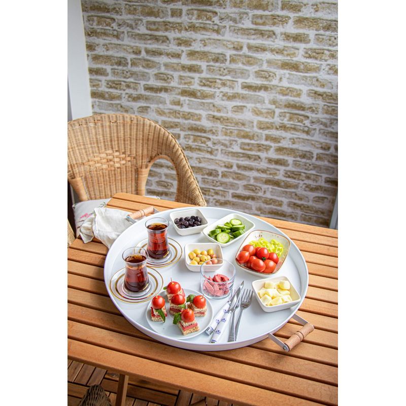 Casa si Gradina - Bucatarie si vesela - Ustensile bucatarie - Tavi servire - Tava servire, Hermia, metal, alb, 51x51x3 cm - Infinity.ro