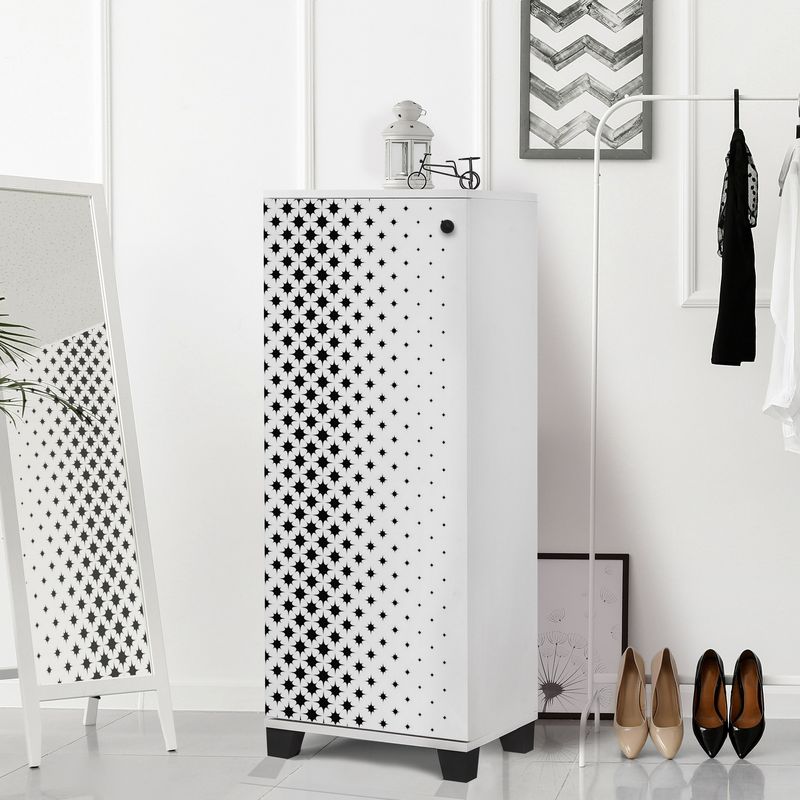 Casa si Gradina - Mobilier - Dulapuri si sifoniere - Dulapuri pantofi - Dulap pantofi, Hanah Home, pal melaminat, alb negru, 50x38x127 cm, 869VEL6506 - Infinity.ro