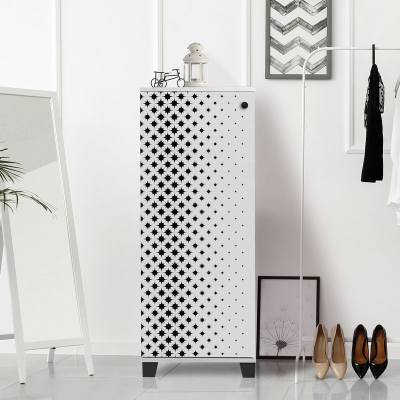 Casa si Gradina - Mobilier - Dulapuri si sifoniere - Dulapuri pantofi - Dulap pantofi, Hanah Home, pal melaminat, alb negru, 50x38x127 cm, 869VEL6506 - Infinity.ro