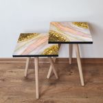 Casa si Gradina - Mobilier - Mese si birouri - Masute de cafea - Set masute de cafea, Hanah Home, mdf, auriu alb somon lila, 35x35x47 cm, 2 piese - Infinity.ro