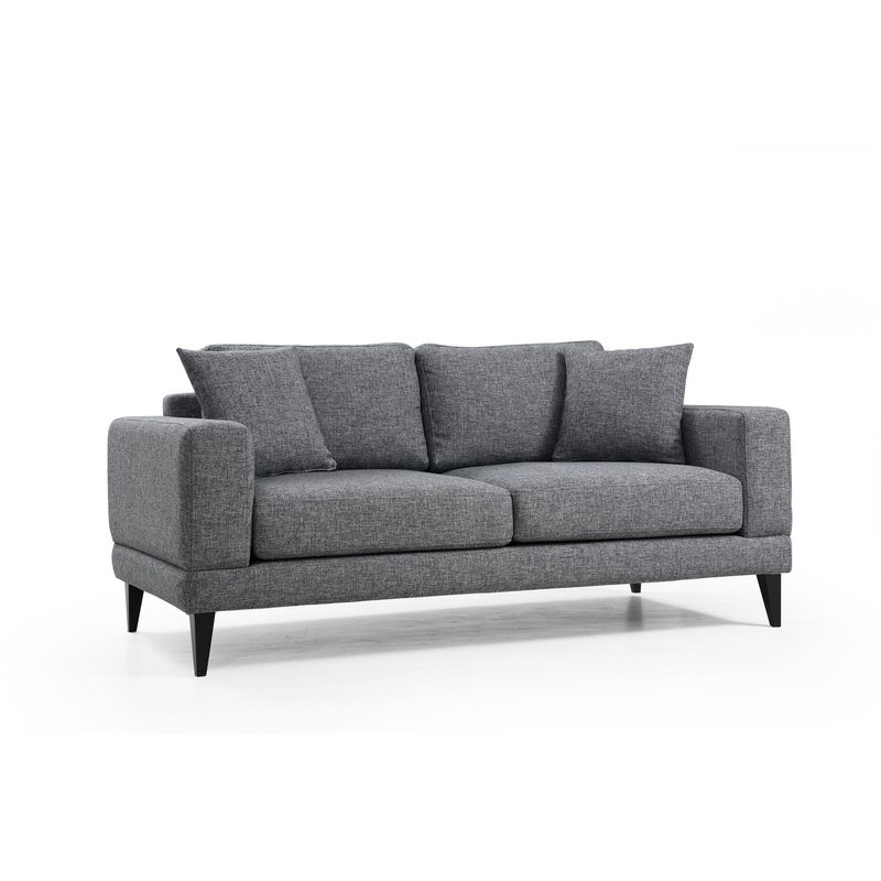 Casa si Gradina - Mobilier - Canapele si coltare - Canapele - Canapea 2 locuri, Hanah Home, lemn fag si pal, gri inchis, 180x90x85 cm - Infinity.ro