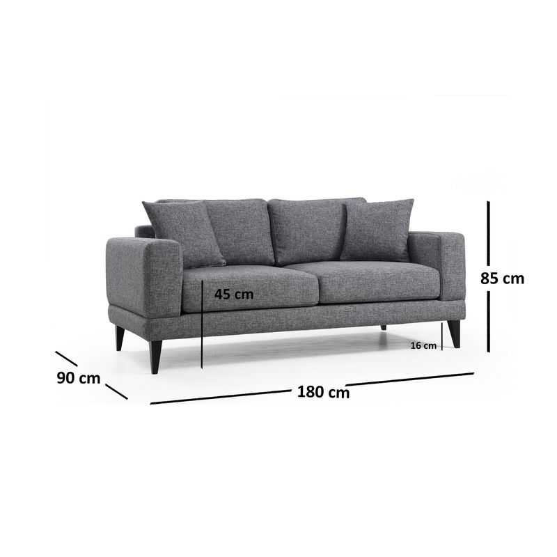 Casa si Gradina - Mobilier - Canapele si coltare - Canapele - Canapea 2 locuri, Hanah Home, lemn fag si pal, gri inchis, 180x90x85 cm - Infinity.ro