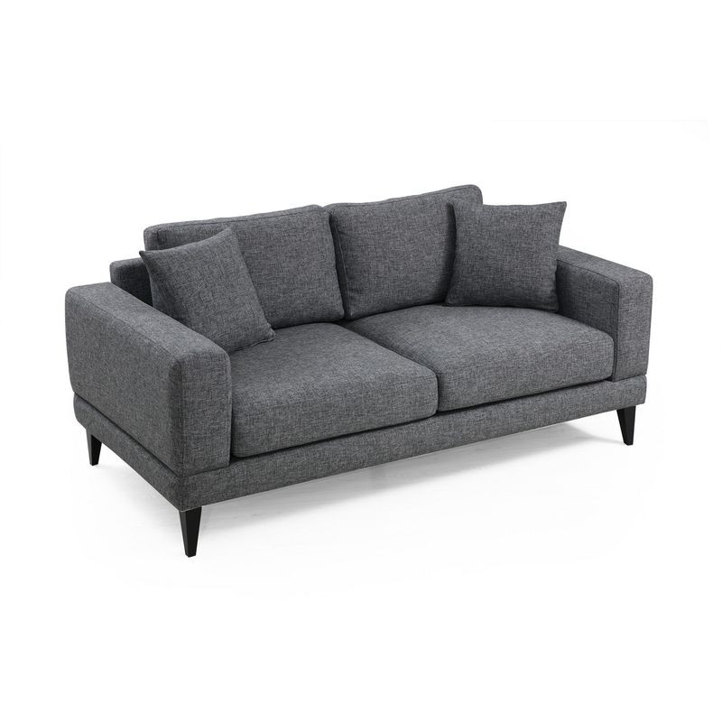 Casa si Gradina - Mobilier - Canapele si coltare - Canapele - Canapea 2 locuri, Hanah Home, lemn fag si pal, gri inchis, 180x90x85 cm - Infinity.ro