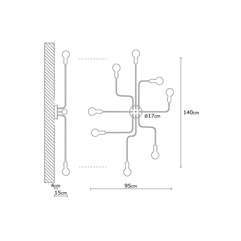 Casa si Gradina - Corpuri si surse de iluminat - Lustre si pendule - Candelabru, Opviq, metal, negru, diametru 140 cm, inaltime 15 cm - Infinity.ro
