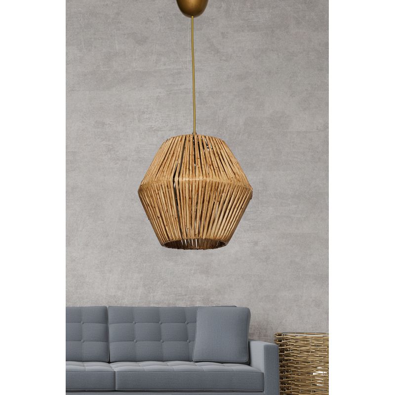Casa si Gradina - Corpuri si surse de iluminat - Lustre si pendule - Candelabru, Opviq, metal, imitatie bambus, natural, 25x25x55 cm - Infinity.ro