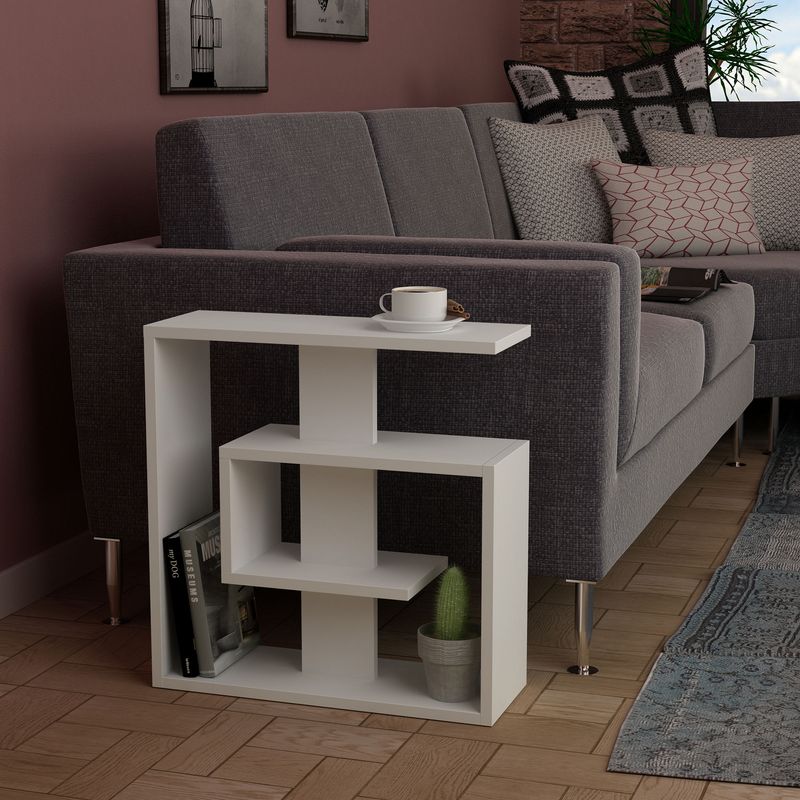 Casa si Gradina - Mobilier - Mese si birouri - Mese living - Masuta laterala, Hanah Home, pal melaminat, alb, 55x20x57 cm - Infinity.ro