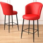 Casa si Gradina - Mobilier - Scaune si fotolii - Scaune - Set scaune de bar, Hanah Home, metal, piele ecologica, rosu negru, 46x40x107 cm, 4 bucati - Infinity.ro