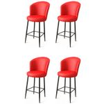 Casa si Gradina - Mobilier - Scaune si fotolii - Scaune - Set scaune de bar, Hanah Home, metal, piele ecologica, rosu negru, 46x40x107 cm, 4 bucati - Infinity.ro