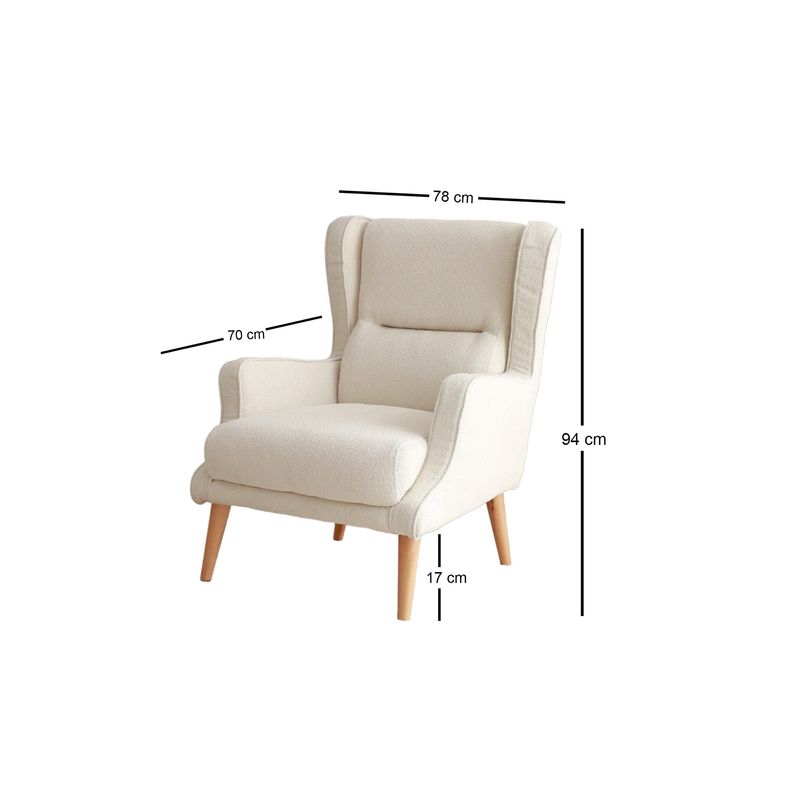 Casa si Gradina - Mobilier - Scaune si fotolii - Fotolii - Fotoliu cu aripi, Atelier Del Sofa, teddy, crem, 70x78x94 cm - Infinity.ro