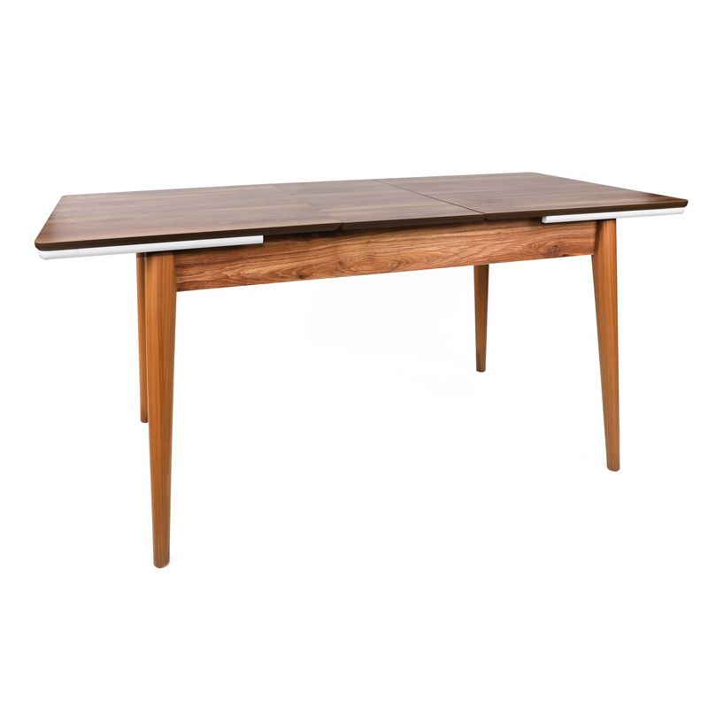 Casa si Gradina - Mobilier - Mese si birouri - Mese bucatarie si dining - Masa extensibila, Hanah Home, mdf, nuc si alb, 130x80x80 cm (166 cm extins) - Infinity.ro