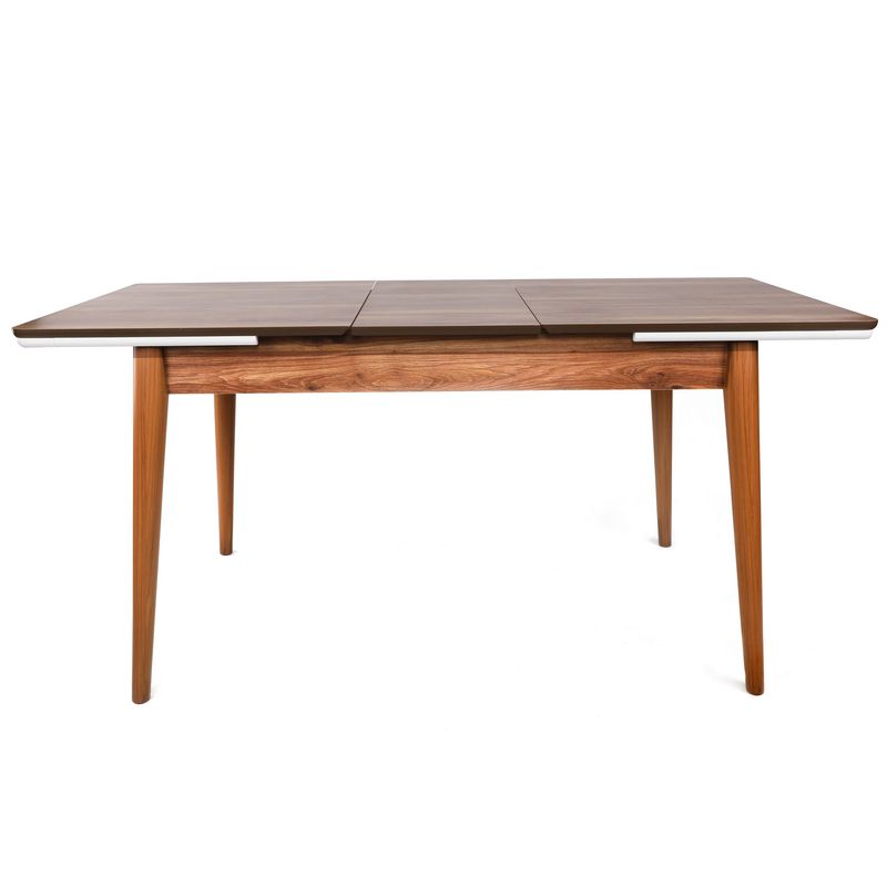 Casa si Gradina - Mobilier - Mese si birouri - Mese bucatarie si dining - Masa extensibila, Hanah Home, mdf, nuc si alb, 130x80x80 cm (166 cm extins) - Infinity.ro