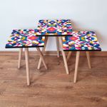 Casa si Gradina - Mobilier - Mese si birouri - Masute de cafea - Set masute de cafea, Hanah Home, mdf, multicolor, 35x35x52 cm, picioare lemn fag, 3 piese - Infinity.ro