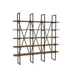 Casa si Gradina - Mobilier - Biblioteci si rafturi - Biblioteci - Biblioteca, Hanah Home, pal melaminat, nuc si negru, 160x26x160 cm - Infinity.ro