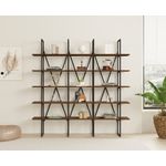 Casa si Gradina - Mobilier - Biblioteci si rafturi - Biblioteci - Biblioteca, Hanah Home, pal melaminat, nuc si negru, 160x26x160 cm - Infinity.ro