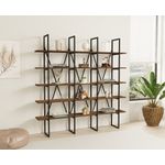 Casa si Gradina - Mobilier - Biblioteci si rafturi - Biblioteci - Biblioteca, Hanah Home, pal melaminat, nuc si negru, 160x26x160 cm - Infinity.ro