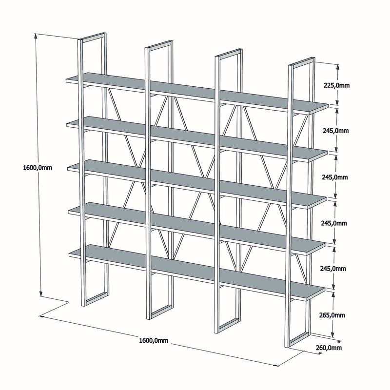 Casa si Gradina - Mobilier - Biblioteci si rafturi - Biblioteci - Biblioteca, Hanah Home, pal melaminat, nuc si negru, 160x26x160 cm - Infinity.ro