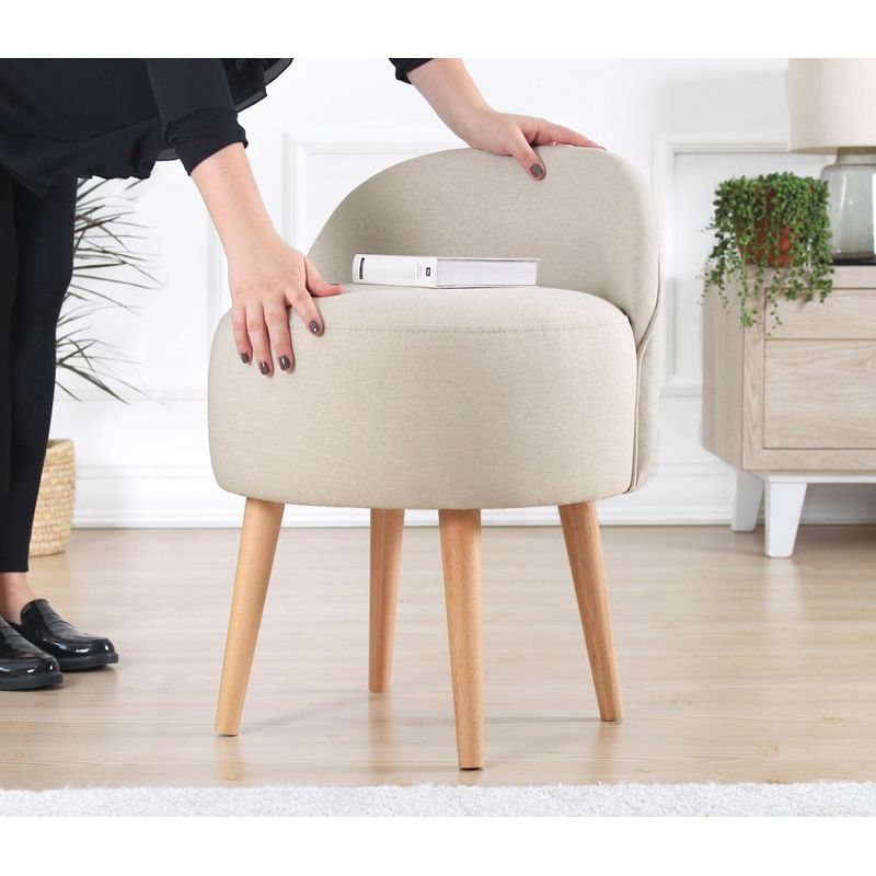 Casa si Gradina - Mobilier - Scaune si fotolii - Tabureti - Taburet, Hanah Home, bumbac si in, crem, 46x46x64 cm - Infinity.ro