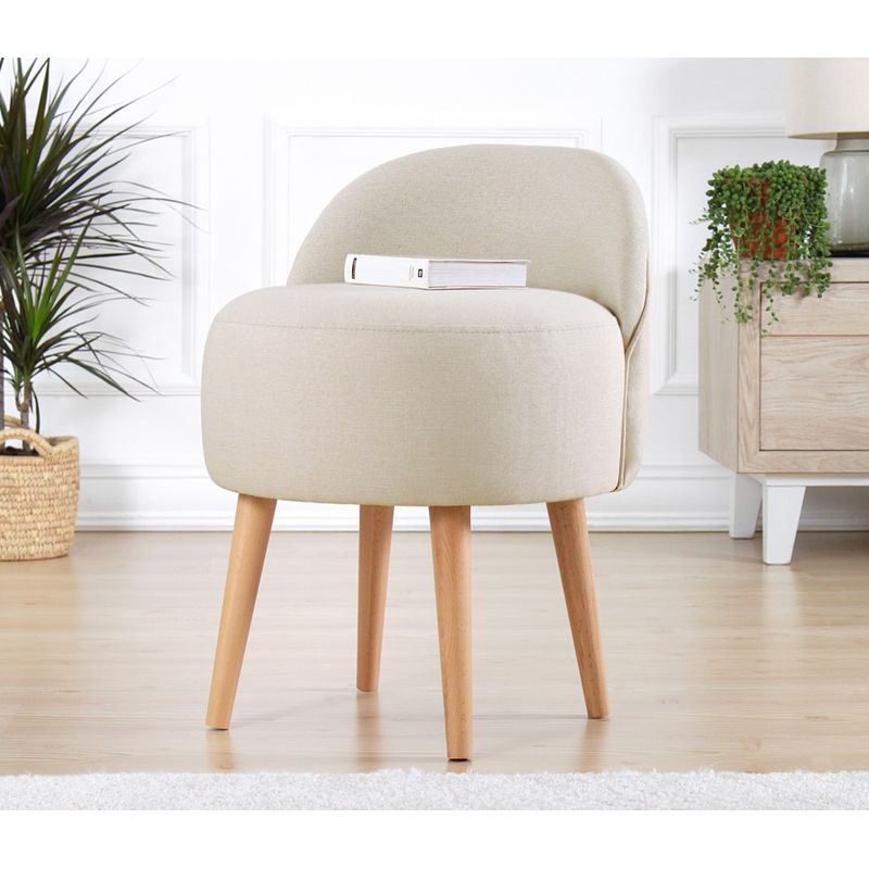 Casa si Gradina - Mobilier - Scaune si fotolii - Tabureti - Taburet, Hanah Home, bumbac si in, crem, 46x46x64 cm - Infinity.ro