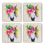 Casa si Gradina - Bucatarie si vesela - Accesorii bar - Suporturi bauturi - Set suporturi pahare, Hermia, piatra naturala, multicolor, 10x10x1 cm (4 bucati) - Infinity.ro