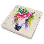 Casa si Gradina - Bucatarie si vesela - Accesorii bar - Suporturi bauturi - Set suporturi pahare, Hermia, piatra naturala, multicolor, 10x10x1 cm (4 bucati) - Infinity.ro