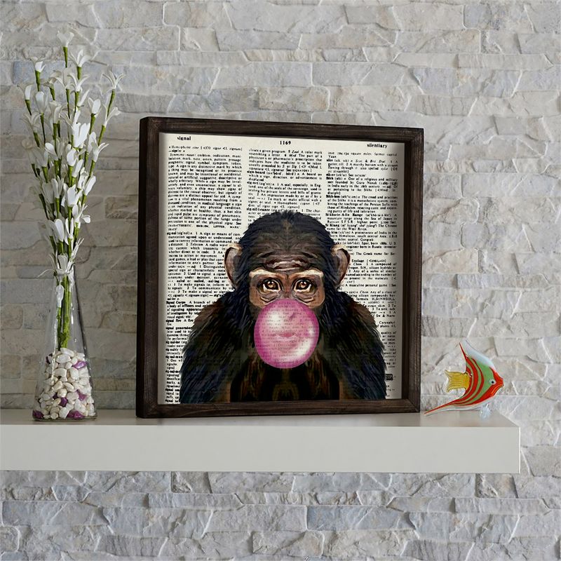 Casa si Gradina - Decoratiuni - Tablouri - Tablou decorativ inramat, Wallxpert, mdf, maro alb negru roz gri, 34x34 cm - Infinity.ro