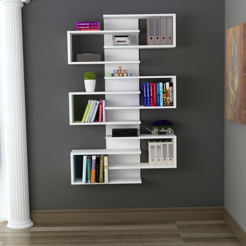 Casa si Gradina - Mobilier - Biblioteci si rafturi - Biblioteci - Biblioteca, Hanah Home, PAL melaminat, alb, 75x21.3x161.3 cm - Infinity.ro