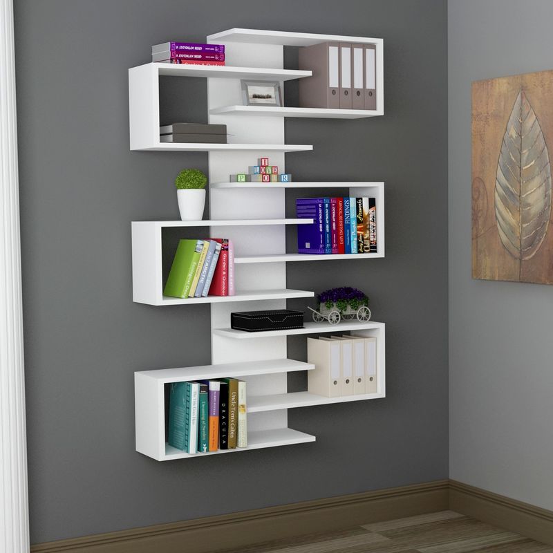 Casa si Gradina - Mobilier - Biblioteci si rafturi - Biblioteci - Biblioteca, Hanah Home, PAL melaminat, alb, 75x21.3x161.3 cm - Infinity.ro