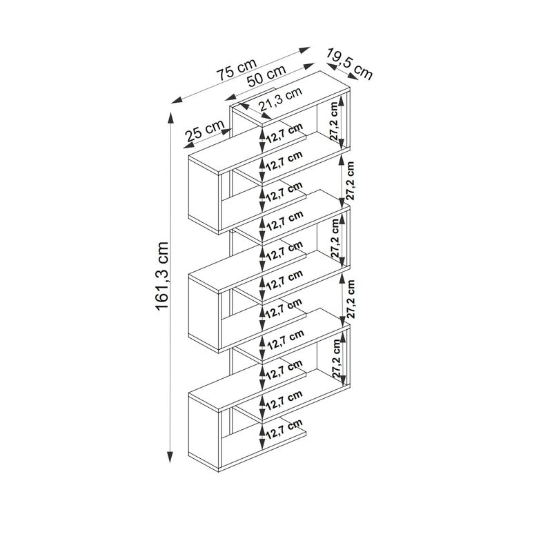 Casa si Gradina - Mobilier - Biblioteci si rafturi - Biblioteci - Biblioteca, Hanah Home, PAL melaminat, alb, 75x21.3x161.3 cm - Infinity.ro