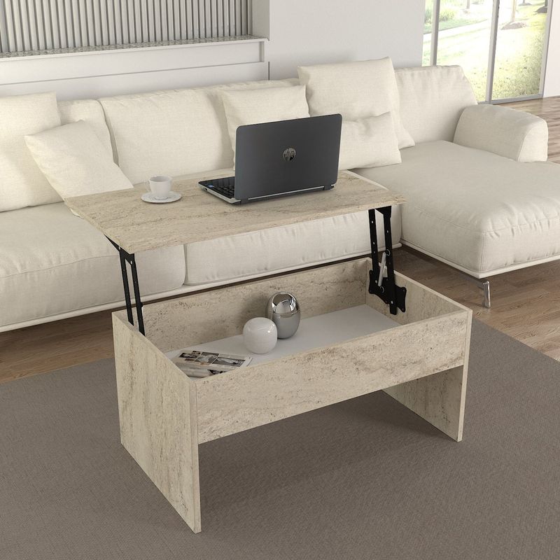 Casa si Gradina - Mobilier - Mese si birouri - Masute de cafea - Masuta de cafea, Hanah Home, pal melaminat, travertin, 90x45x52 cm - Infinity.ro