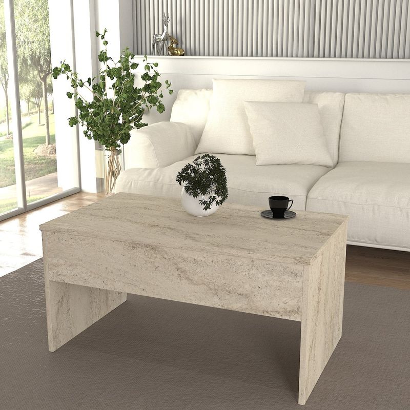 Casa si Gradina - Mobilier - Mese si birouri - Masute de cafea - Masuta de cafea, Hanah Home, pal melaminat, travertin, 90x45x52 cm - Infinity.ro