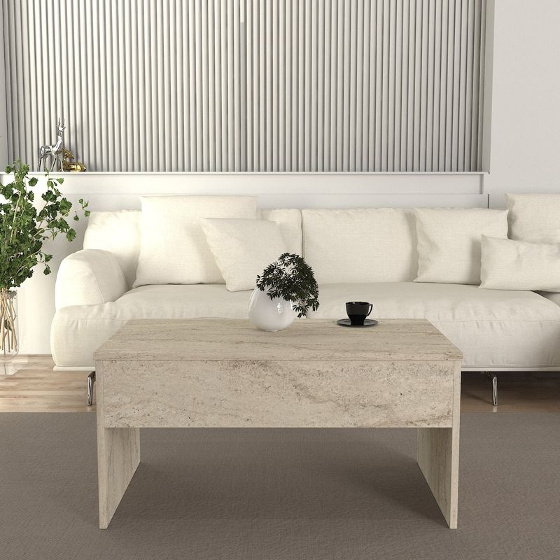 Casa si Gradina - Mobilier - Mese si birouri - Masute de cafea - Masuta de cafea, Hanah Home, pal melaminat, travertin, 90x45x52 cm - Infinity.ro