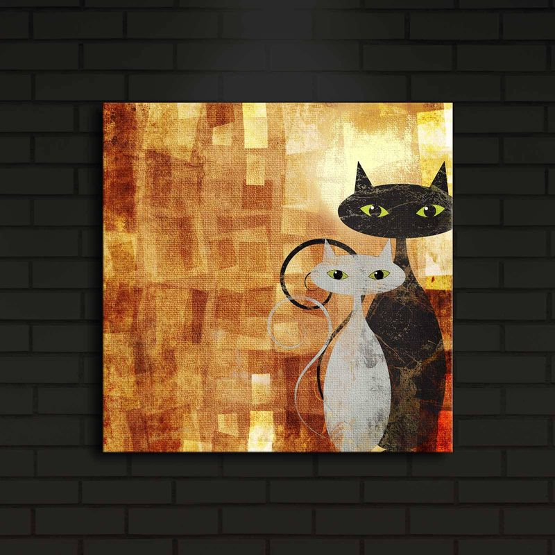 Casa si Gradina - Decoratiuni - Tablouri - Tablou decorativ cu led, Wallxpert, multicolor, 40x40 cm, panza piele de caprioara, rama lemn - Infinity.ro