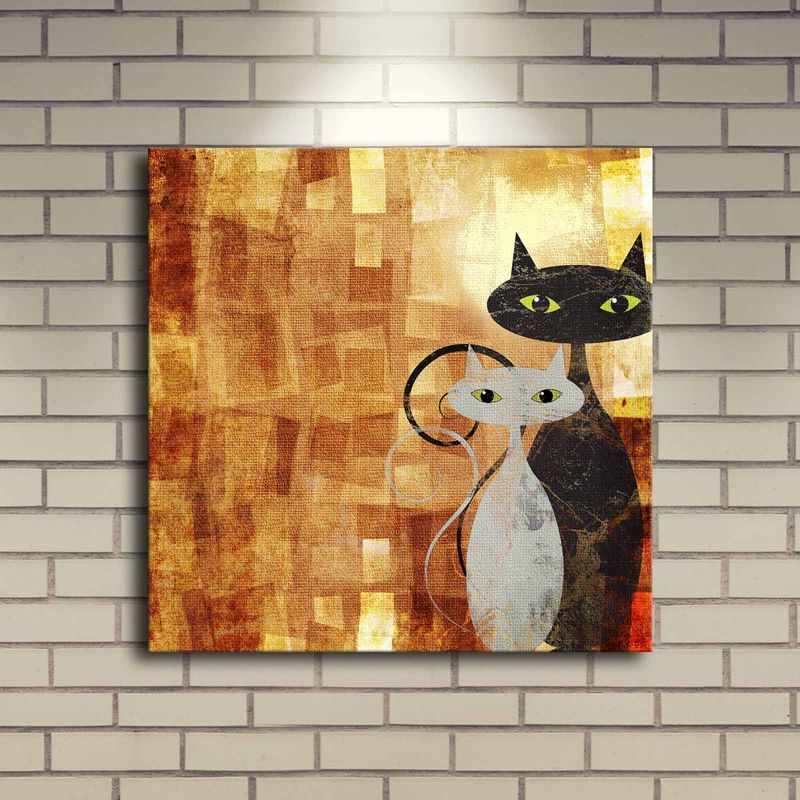 Casa si Gradina - Decoratiuni - Tablouri - Tablou decorativ cu led, Wallxpert, multicolor, 40x40 cm, panza piele de caprioara, rama lemn - Infinity.ro