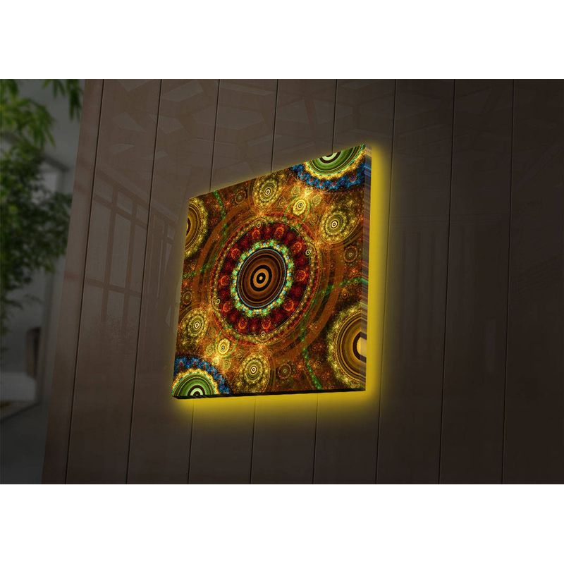 Casa si Gradina - Decoratiuni - Tablouri - Tablou canvas decorativ cu led, Wallxpert, multicolor, 28x28 cm, panza piele de caprioara, rama lemn - Infinity.ro
