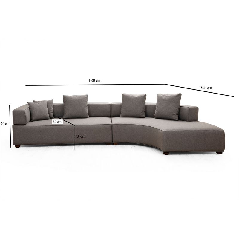 Casa si Gradina - Mobilier - Canapele si coltare - Coltare - Coltar, Hanah Home, lemn fag si pal, gri, 180x105x70 cm, tesatura poliester - Infinity.ro