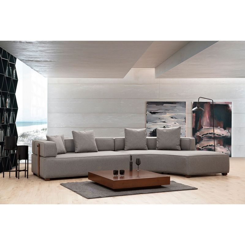 Casa si Gradina - Mobilier - Canapele si coltare - Coltare - Coltar, Hanah Home, lemn fag si pal, gri, 180x105x70 cm, tesatura poliester - Infinity.ro