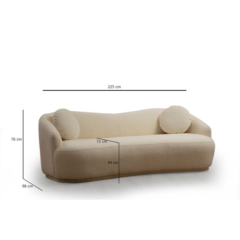 Casa si Gradina - Mobilier - Canapele si coltare - Canapele - Canapea 3 locuri, Hanah Home, lemn fag si pal, crem, 225x98x76 cm - Infinity.ro
