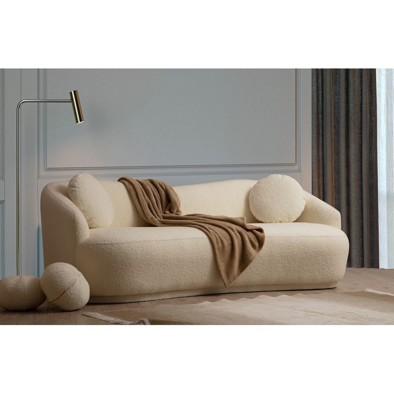 Casa si Gradina - Mobilier - Canapele si coltare - Canapele - Canapea 3 locuri, Hanah Home, lemn fag si pal, crem, 225x98x76 cm - Infinity.ro