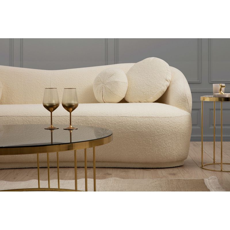 Casa si Gradina - Mobilier - Canapele si coltare - Canapele - Canapea 3 locuri, Hanah Home, lemn fag si pal, crem, 225x98x76 cm - Infinity.ro