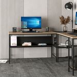 Casa si Gradina - Mobilier - Mese si birouri - Birouri - Birou de studiu, Hanah Home, pal melaminat, dore si negru, 180x74x60 cm - Infinity.ro