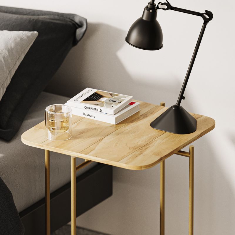 Casa si Gradina - Mobilier - Mese si birouri - Masute de cafea - Masuta de cafea, Hanah Home, lemn, auriu si natural, 46x46x56 cm - Infinity.ro