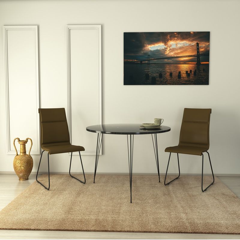 Casa si Gradina - Mobilier - Mese si birouri - Mese bucatarie si dining - Masa, Hanah Home, pal melaminat, negru alb, 90x90x75 cm, 801CMY2933 - Infinity.ro