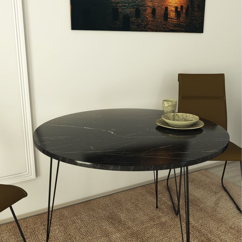 Casa si Gradina - Mobilier - Mese si birouri - Mese bucatarie si dining - Masa, Hanah Home, pal melaminat, negru alb, 90x90x75 cm, 801CMY2933 - Infinity.ro