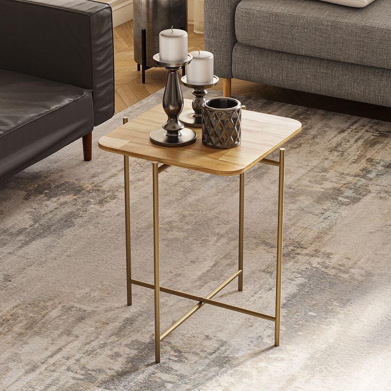 Casa si Gradina - Mobilier - Mese si birouri - Masute de cafea - Masuta de cafea, Hanah Home, lemn, auriu si natural, 46x46x56 cm - Infinity.ro