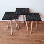 Casa si Gradina - Mobilier - Mese si birouri - Masute de cafea - Set masute de cafea, Hanah Home, mdf, negru auriu, 35x35x52 cm, set 3 piese - Infinity.ro